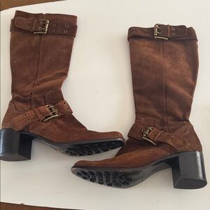 Jessica Bennett JDiary Rich Mahogany Brown Suede Leather Knee High Boots 11
